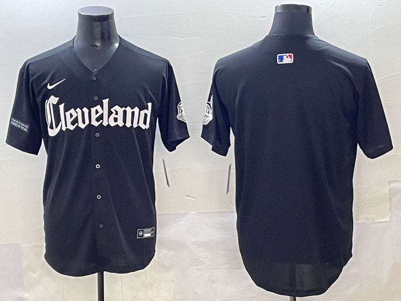 Men 2025 Cleveland Indians Blank Black Five generations Joint Name Nike MLB Jersey style 2->cleveland indians->MLB Jersey